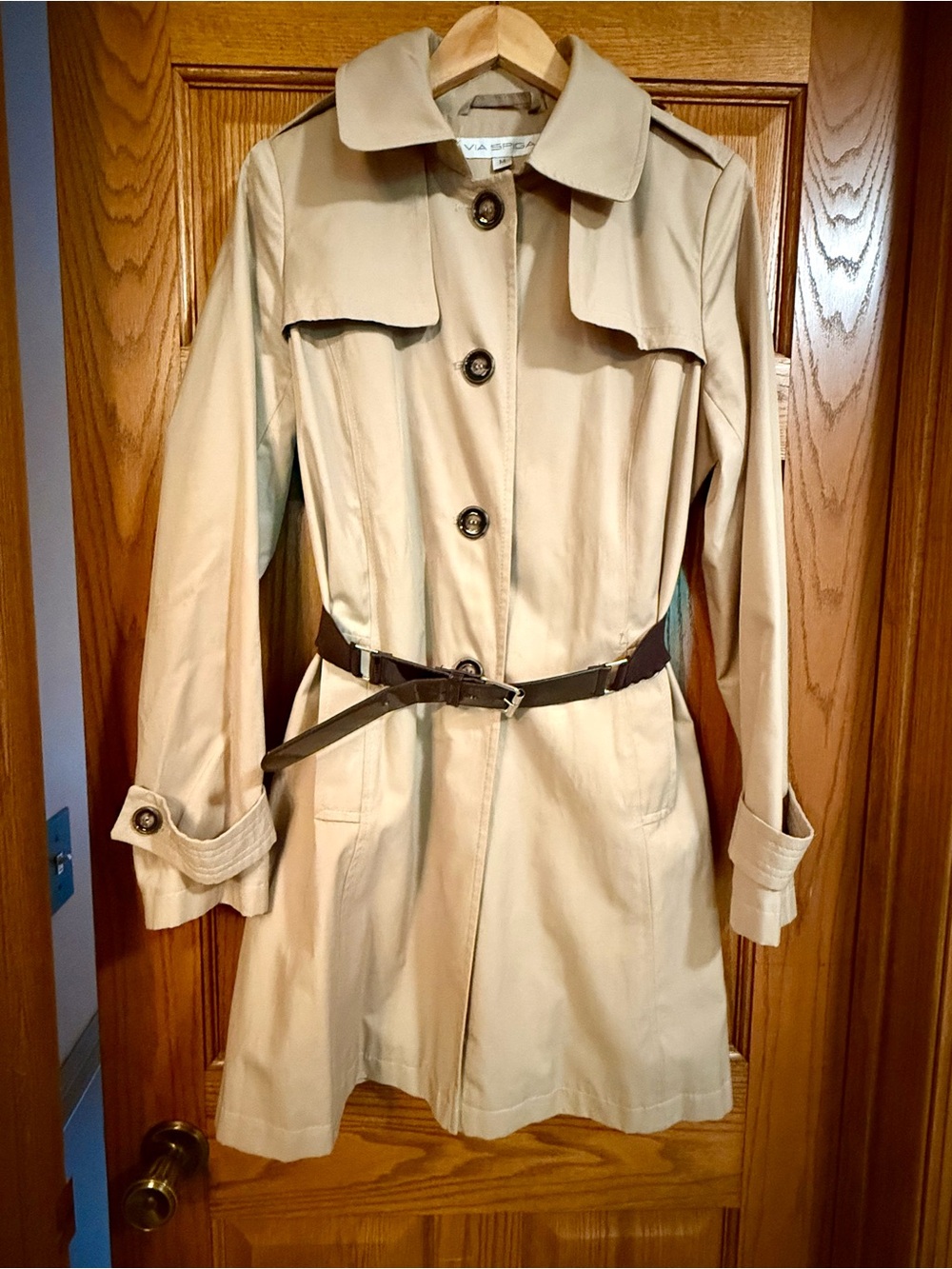 Via Spiga Beige Trench Coat with Brown Belt - size medium